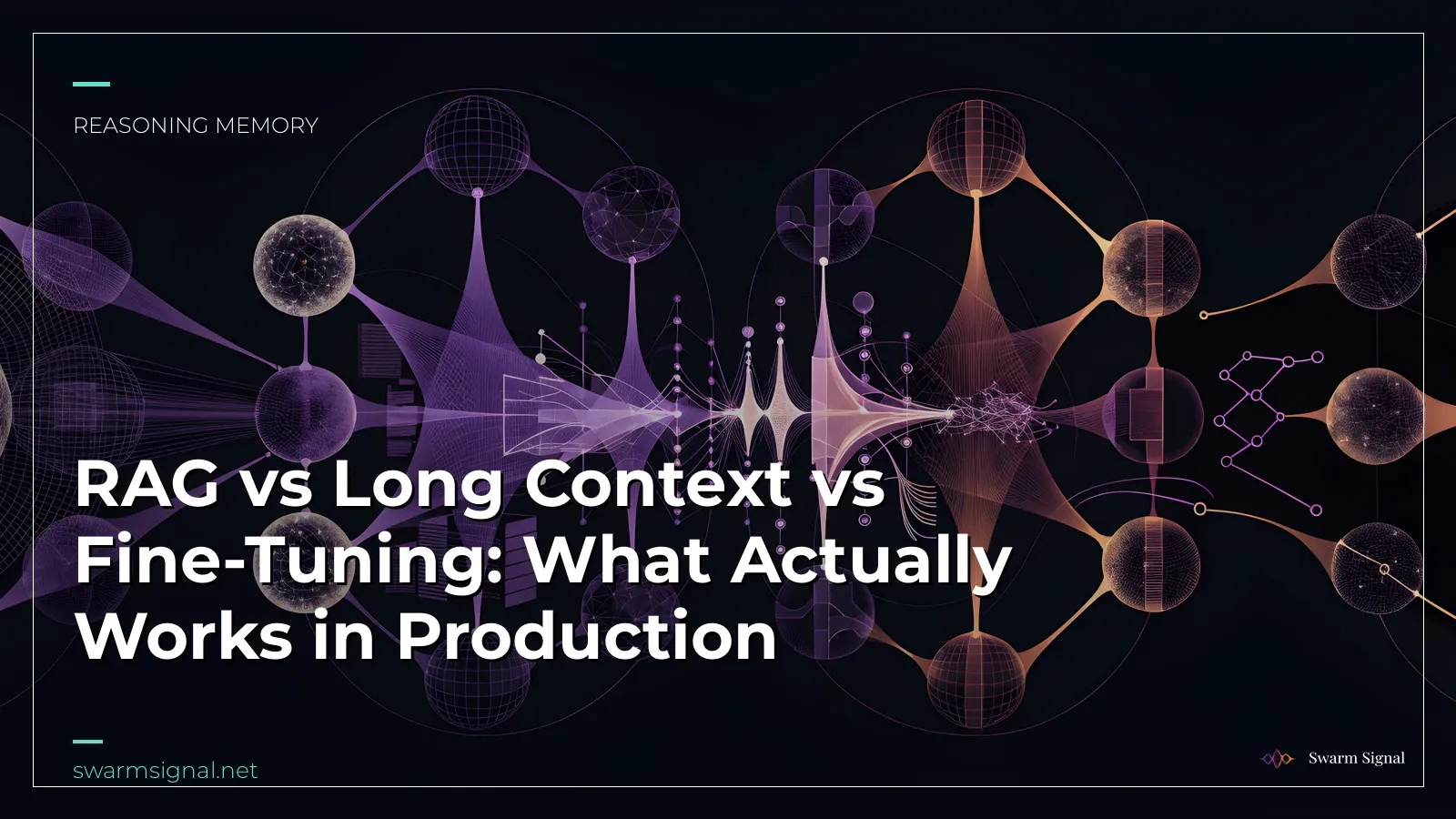 Comparison chart showing RAG, long context, and fine-tuning approaches for LLM production systems